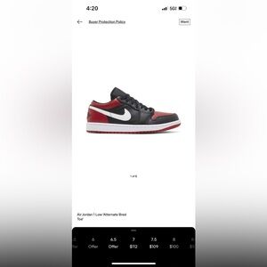 air jordan 1 low bred toe